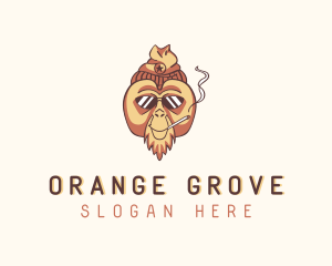 Animal Orangutan Smoking logo design