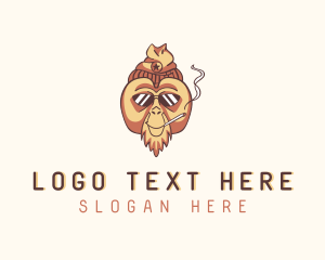 Primate - Animal Orangutan Smoking logo design