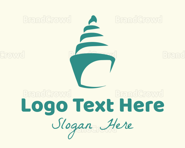 Green Seashell Cupcake Logo