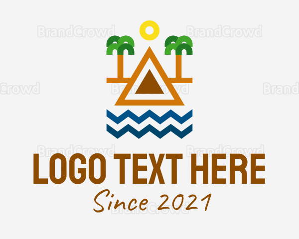 Tropical Island Outline Logo