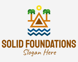 Tropical Island Outline  Logo