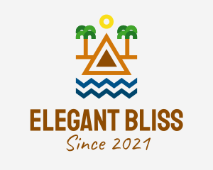 Vacation - Tropical Island Outline logo design