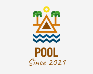 Palm Tree - Tropical Island Outline logo design
