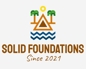 Water Park - Tropical Island Outline logo design