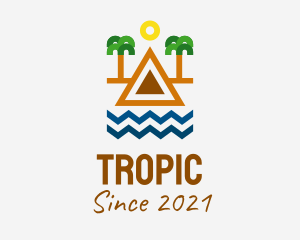 Tropical Island Outline  logo design