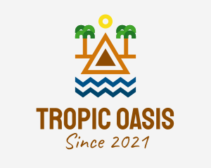 Tropical Island Outline  logo design