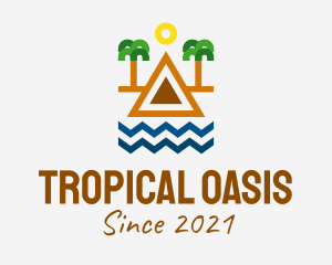 Tropical Island Outline  logo design