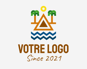 Sea - Tropical Island Outline logo design