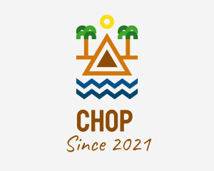 Trip - Tropical Island Outline logo design