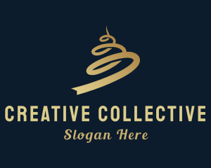 Gradient Gold Ribbon logo design