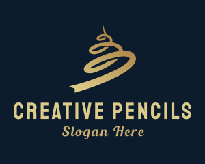 Gradient Gold Ribbon logo design