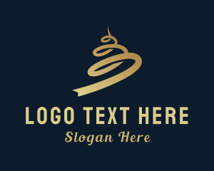 Swirl - Gradient Gold Ribbon logo design