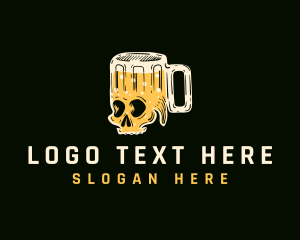 Glass - Skull Beer Mug logo design