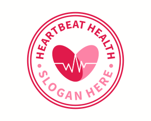 Red Round Heartbeat logo design