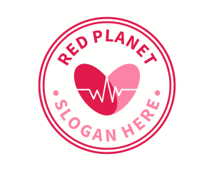 Red Round Heartbeat logo design