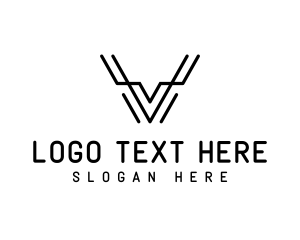 Technology - Minimalist Modern Monoline Letter V logo design