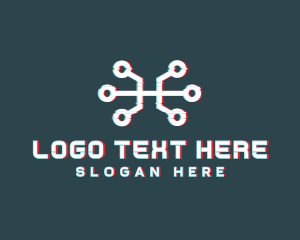 Anaglyph - Circuit Glitch Anaglyph logo design