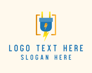 Lightning - Electric Power Plug logo design