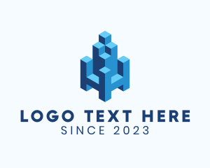 3d - 3D Block Cube Building logo design