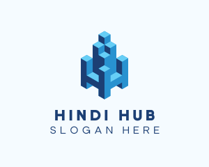 3D Block Cube Building logo design