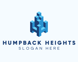 3D Block Cube Building logo design