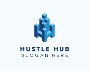 3D Block Cube Building logo design