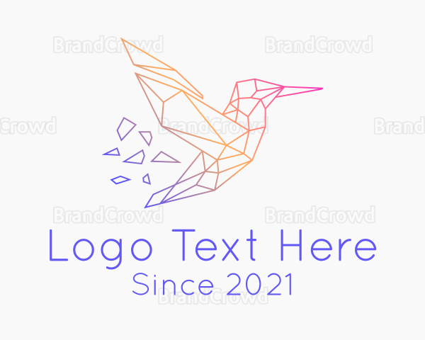 Minimal Geometric Hummingbird Bird Logo