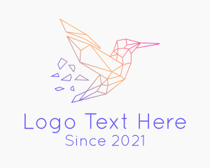 Cyberspace - Minimal Geometric Hummingbird Bird logo design