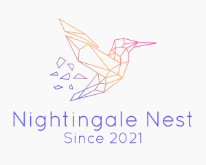 Nightingale - Minimal Geometric Hummingbird Bird logo design