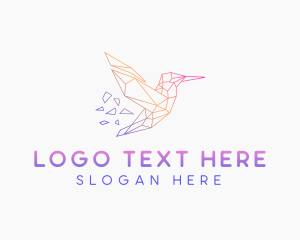 Animal - Minimal Geometric Hummingbird Bird logo design