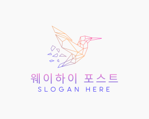 Minimal Geometric Hummingbird Bird logo design