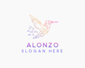 Minimal Geometric Hummingbird Bird logo design