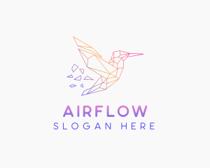 Minimal Geometric Hummingbird Bird logo design