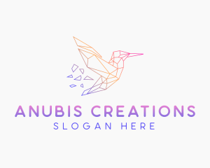 Minimal Geometric Hummingbird Bird logo design