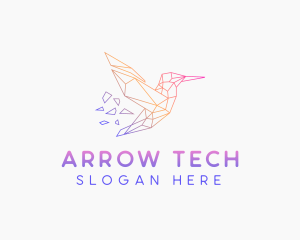 Minimal Geometric Hummingbird Bird logo design