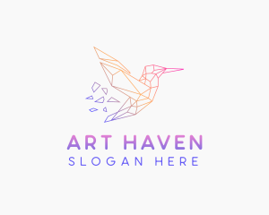 Minimal Geometric Hummingbird Bird logo design