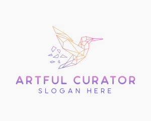 Minimal Geometric Hummingbird Bird logo design