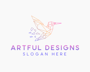 Minimal Geometric Hummingbird Bird logo design