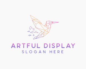 Minimal Geometric Hummingbird Bird logo design