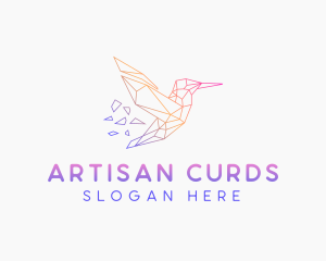 Minimal Geometric Hummingbird Bird logo design