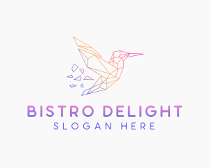 Minimal Geometric Hummingbird Bird logo design