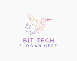 Minimal Geometric Hummingbird Bird logo design