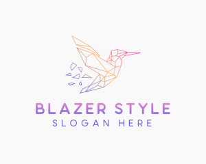 Minimal Geometric Hummingbird Bird logo design