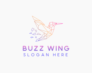 Minimal Geometric Hummingbird Bird logo design