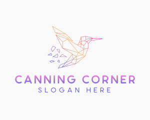 Minimal Geometric Hummingbird Bird logo design