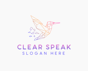 Minimal Geometric Hummingbird Bird logo design