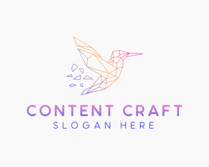 Minimal Geometric Hummingbird Bird logo design