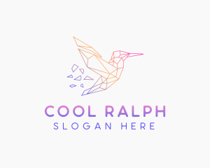 Minimal Geometric Hummingbird Bird logo design