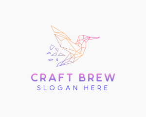 Minimal Geometric Hummingbird Bird logo design