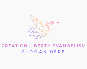 Minimal Geometric Hummingbird Bird logo design